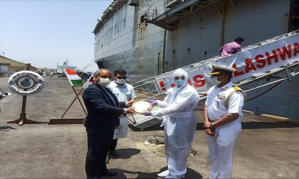 INS Jalashwa embarks Indians at Bandar Abbas in Iran