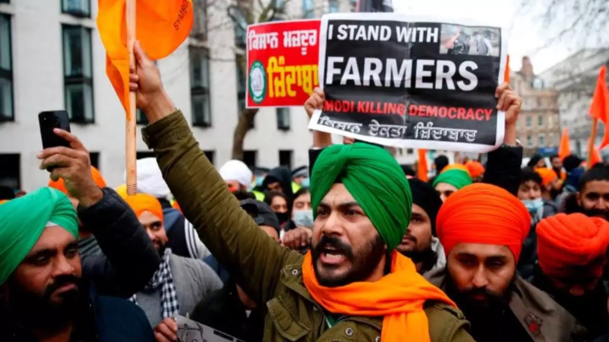 Khalistani flags seen at London protest held in support of Indian farmers - The Daily Guardian