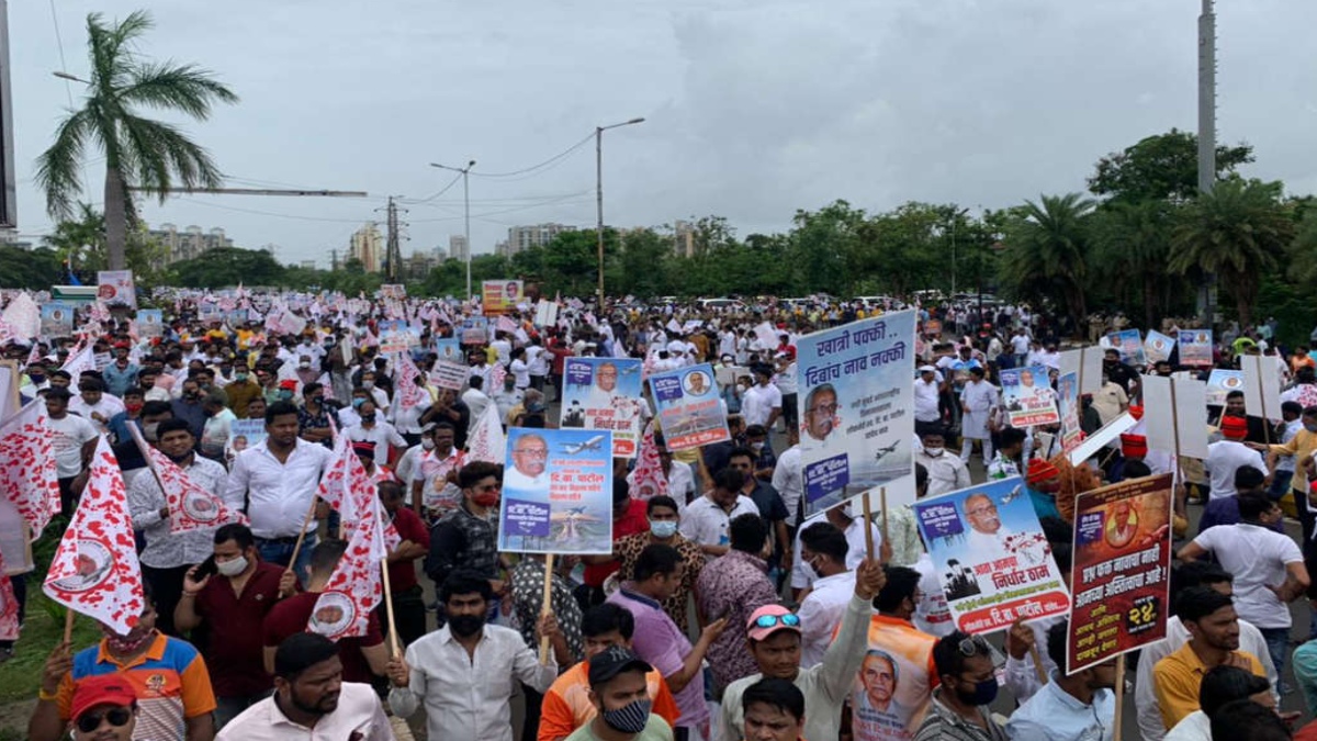 Huge wave of residents, BJP workers protest in Navi Mumbai over airport naming