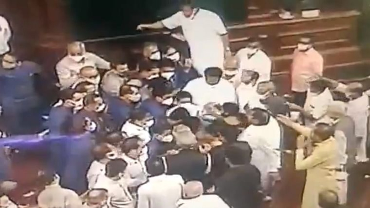 CCTV FOOTAGE SHOWS OPPOSITION MPS JOSTLING WITH MARSHALS