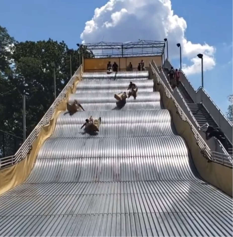 Viral video showing people plummeting to the ground.