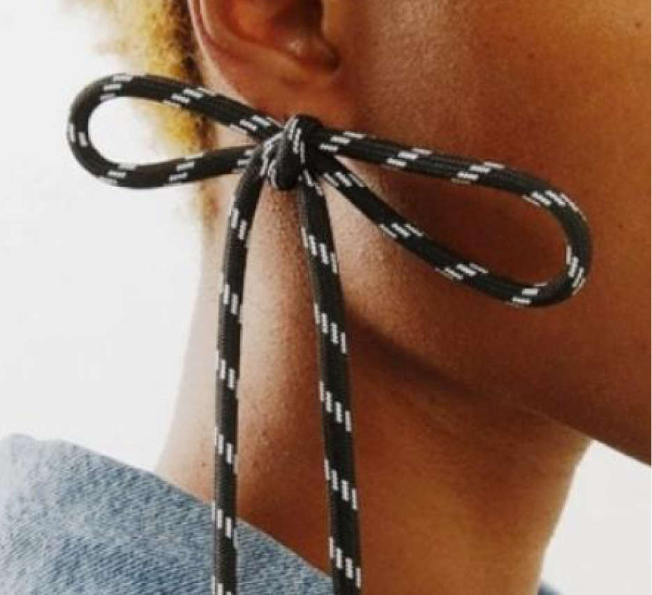 Earrings that look like shoelaces are the new topic of discussion.