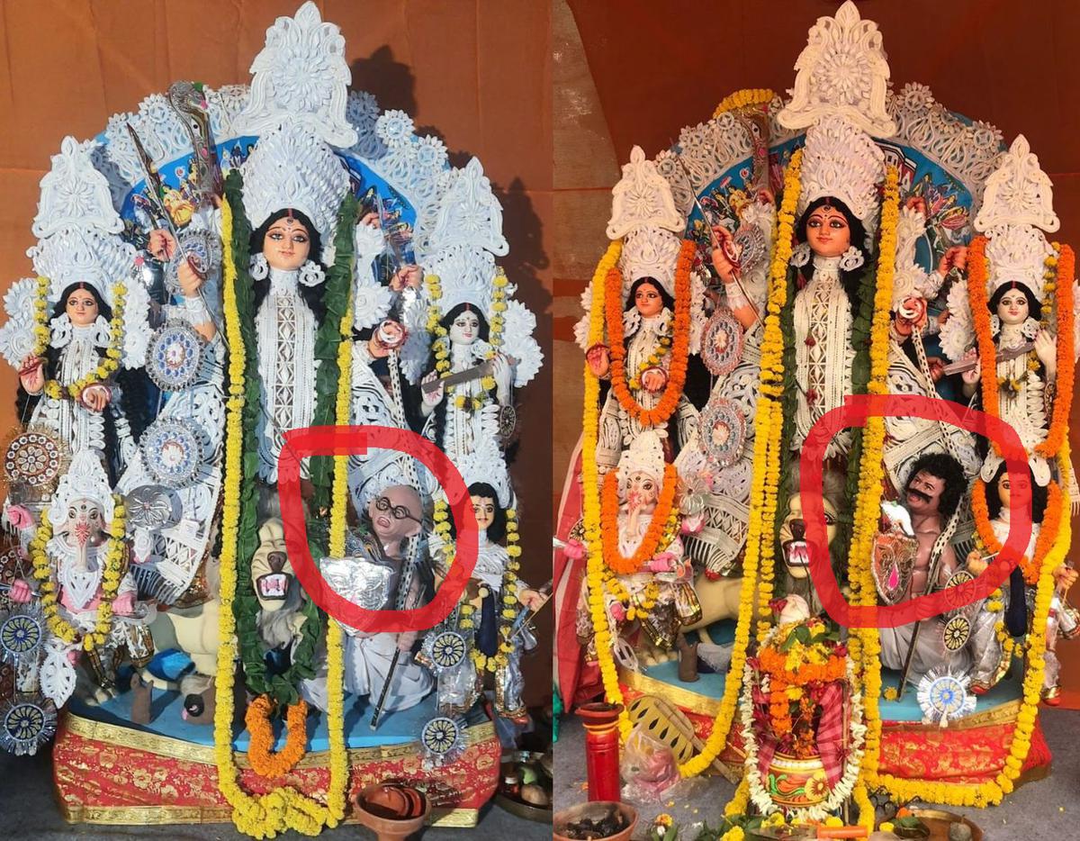 Kolkata : Case files against Hindu group for installing Mahatma Gandhi’s idol as asura in Durga puja