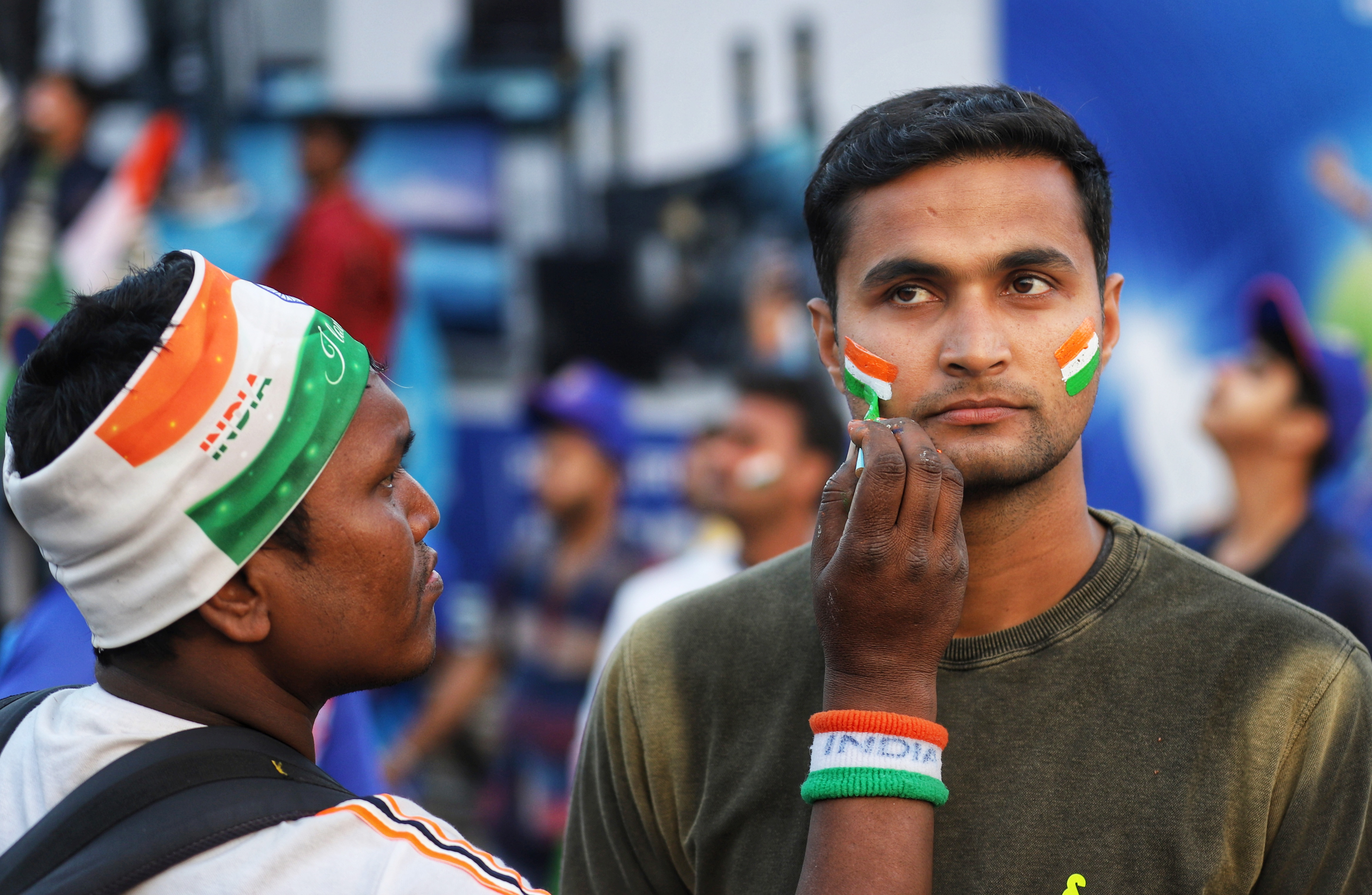 India-New Zealand’s 2nd T20I match: A fan gets his face painted in tricolours