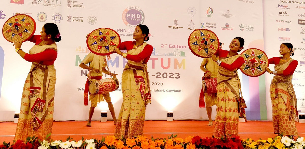 Artists performing Bihu dance at Momentum North East 2023