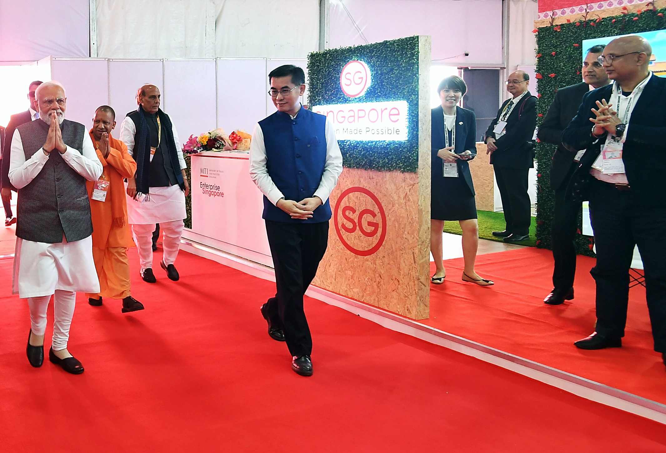 PM Narendra Modi at the exhibition organised at the Uttar Pradesh Global Investors Summit 2023