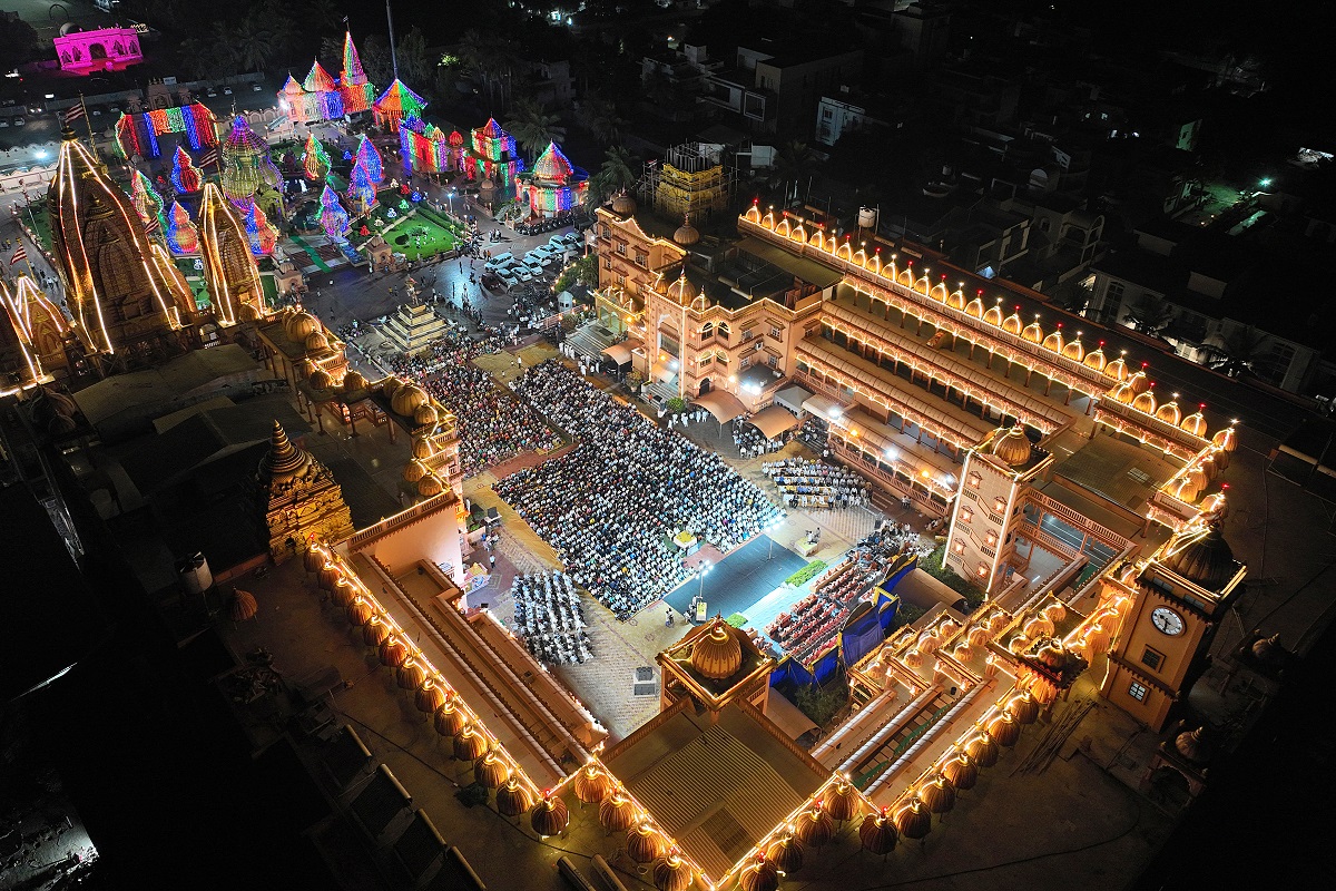 An aerial view of Swaminarayan Gurukul at Ved Road