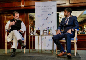 Rahul Gandhi participates in a conversation with the ‘Indian Journalists Association’