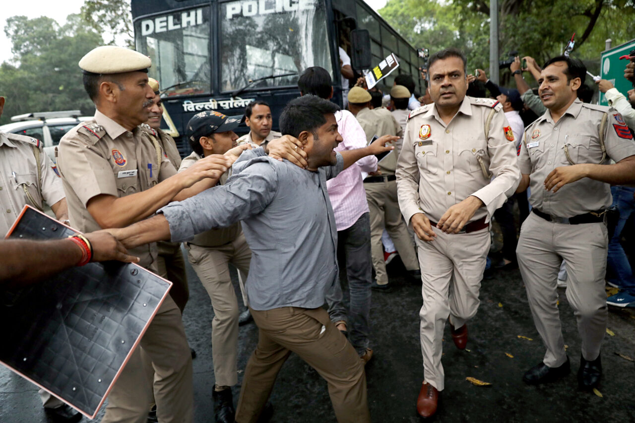 Delhi Police detain Indian Youth Congress activists protesting outside Nadda’s residence