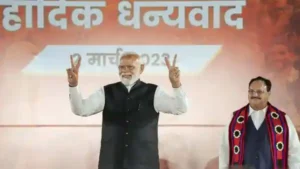 PM Narendra Modi during a celebration function after the party’s victory in the Assembly polls