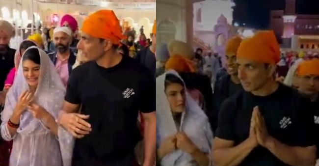 Amid Fateh Filming, Sonu Sood visits Golden temple with Jacqueline Fernandez; Video Inside