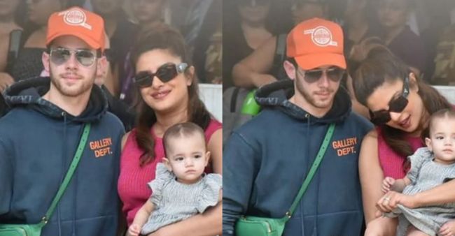 Priyanka Chopra and Nick Jonas arrive in Mumbai with their baby girl Malti Marie Chopra for the Ambani show; Couple gets a grand welcome