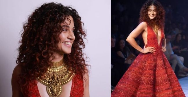 Taapsee Pannu slays like a true diva in her red dress with extra plunging neckline- Take a look