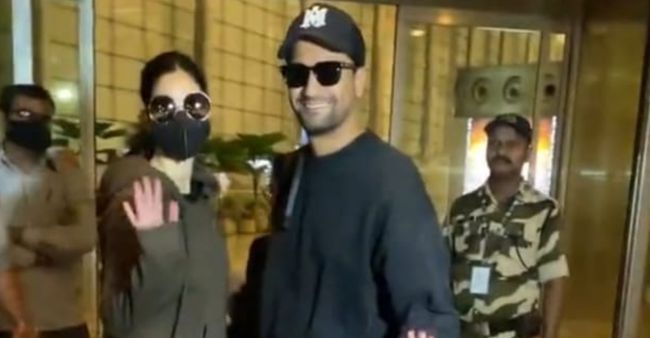 Vicky Kaushal and Katrina Kaif spotted in their casual best at the Mumbai airport; Video Inside