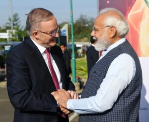 PM Narendra Modi with Australian PM Anthony Albanese during India vs Australia 4th Test match