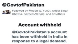 Pakistan government’s Twitter account withheld in India