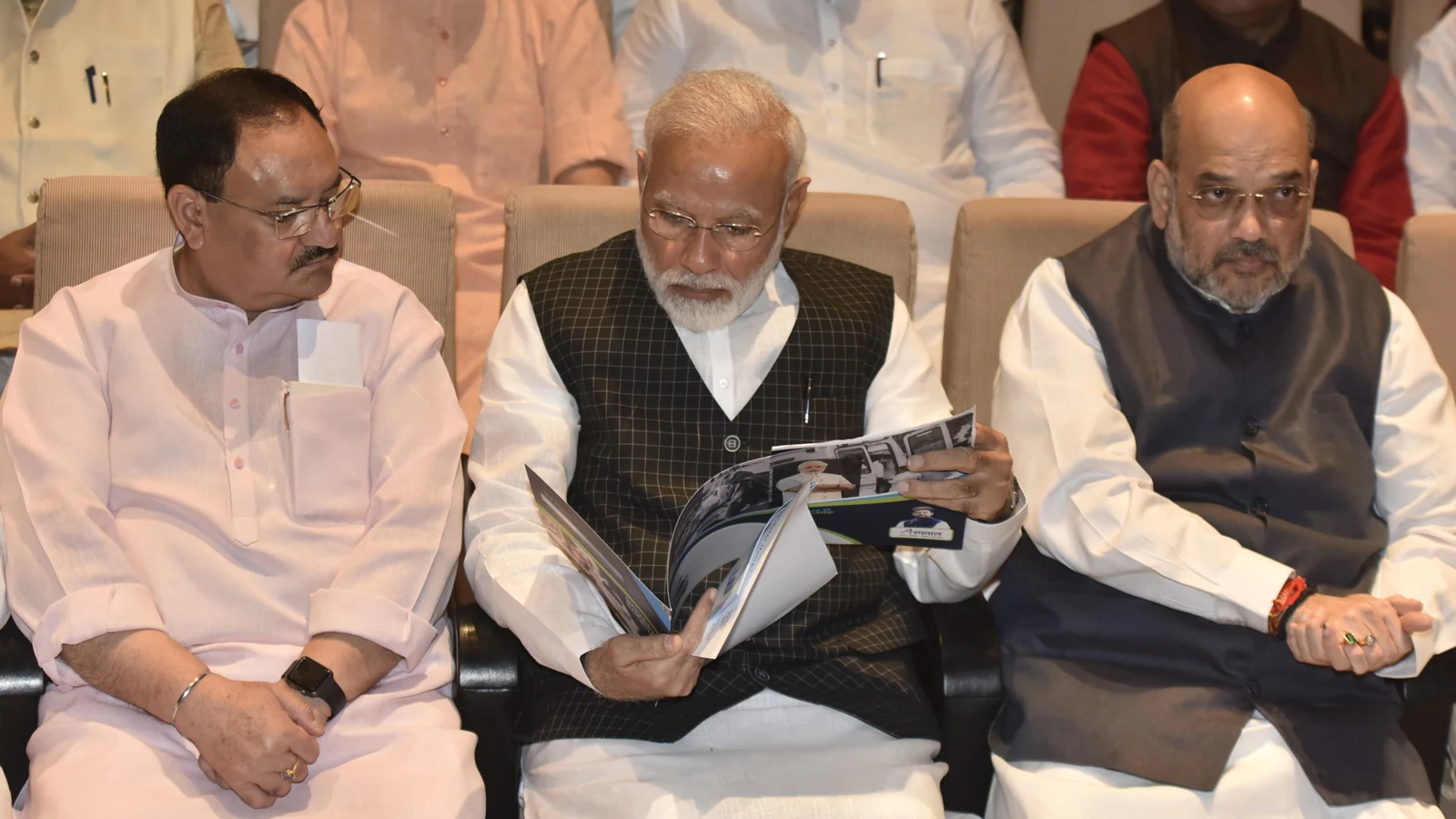 Amit Shah, JP Nadda meet PM Modi in Parliament