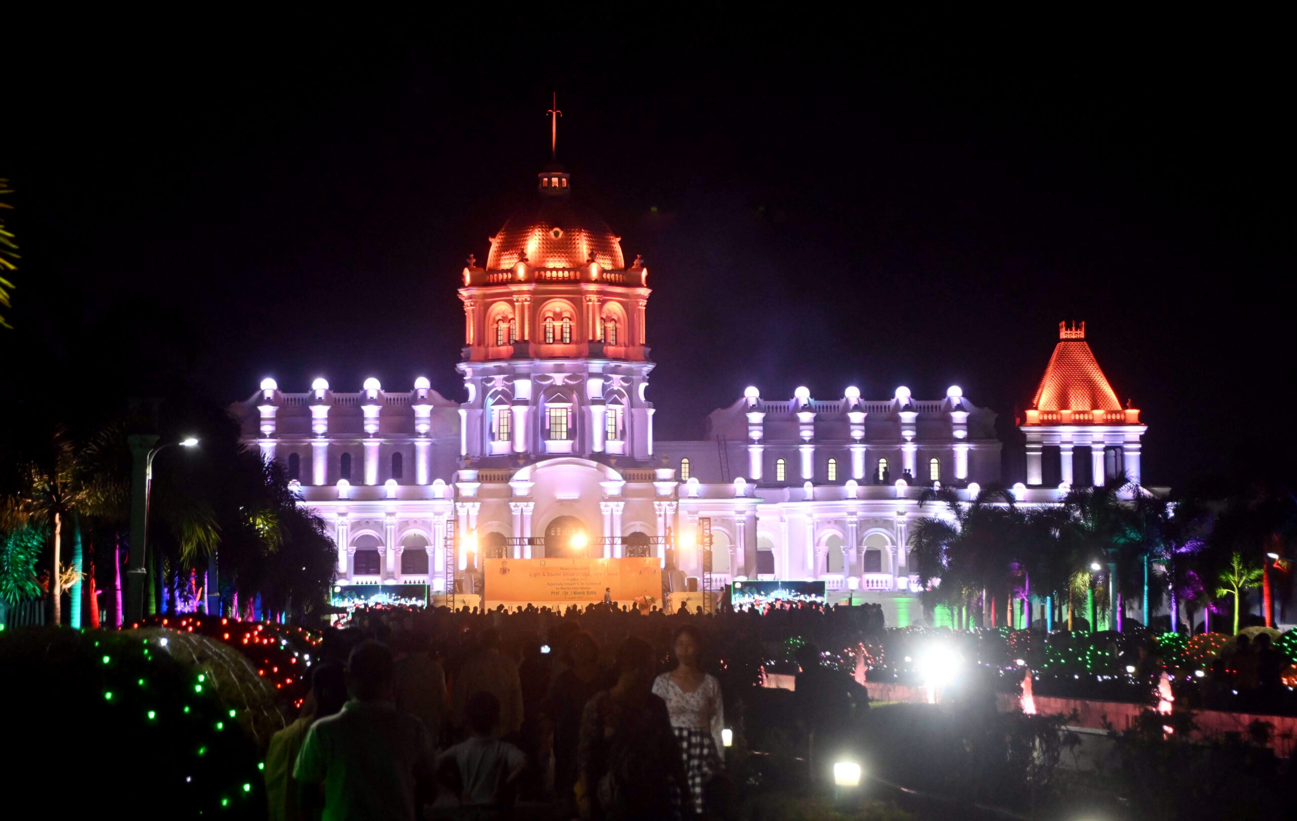 Ujjayanta Palace illuminates ahead of G20 programme