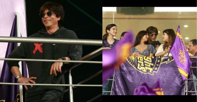 Shah Rukh Khan celebrates with Suhana Khan and Shanaya Kapoor after Kolkata Knight Riders win Thursday’s match- See Pics