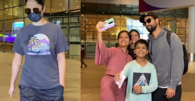 Katrina Kaif and Vicky Kaushal spotted together after a long time at Mumbai airport- Video Inside