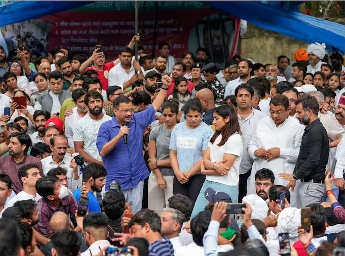 Delhi CM meets wrestlers protesting at Jantar Mantar