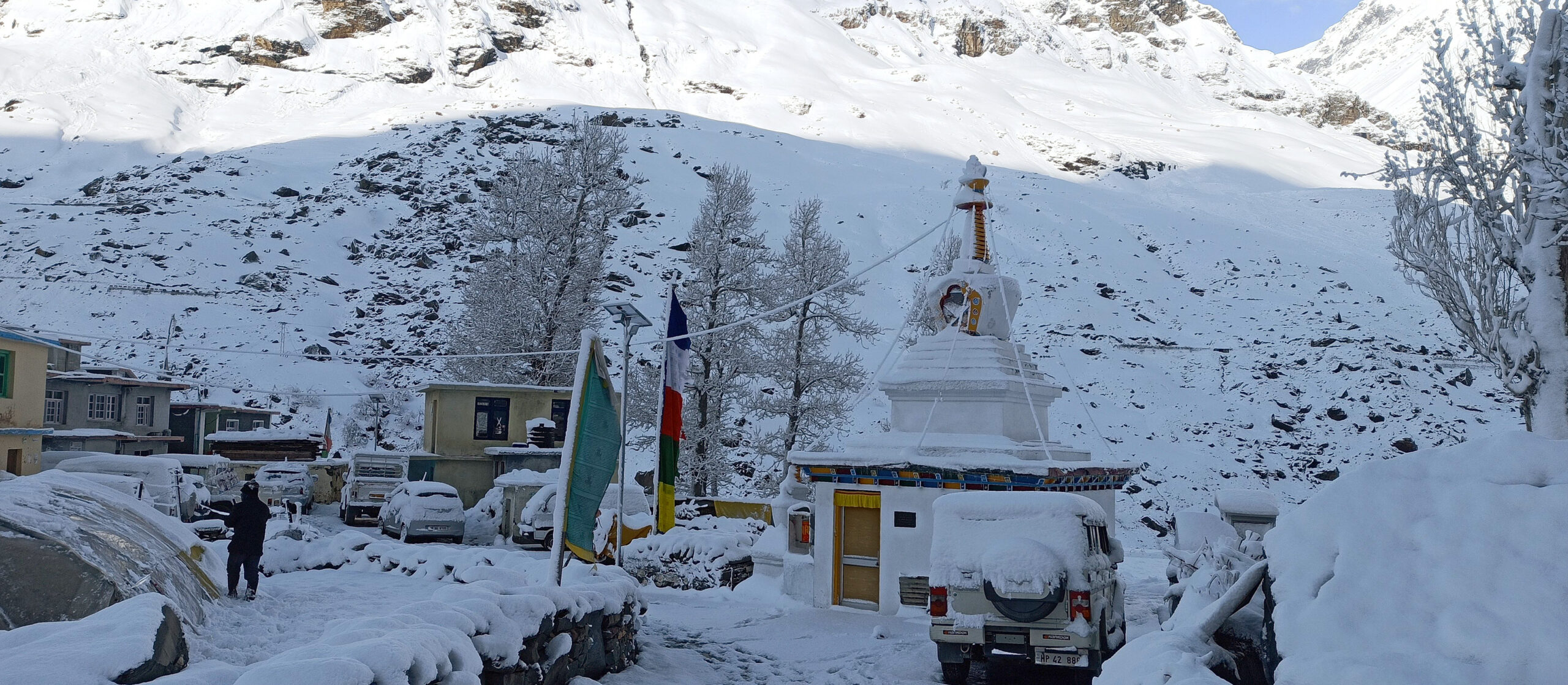 Today’s pleasant view of Sisu after snowfall in Lahaul-Spiti.