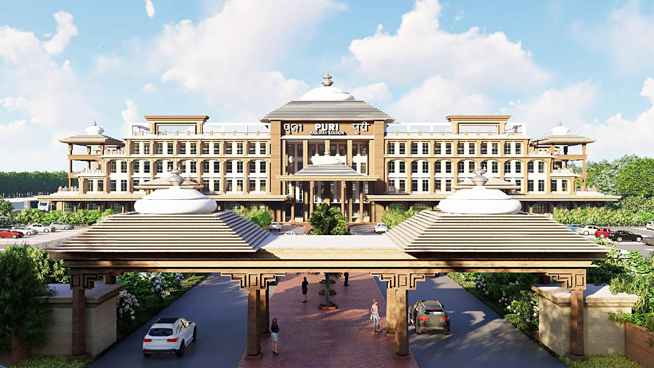 A 3D image of Puri railway station ahead of the foundation stone laying by the Prime Minister Narendra Modi for its redevelopment