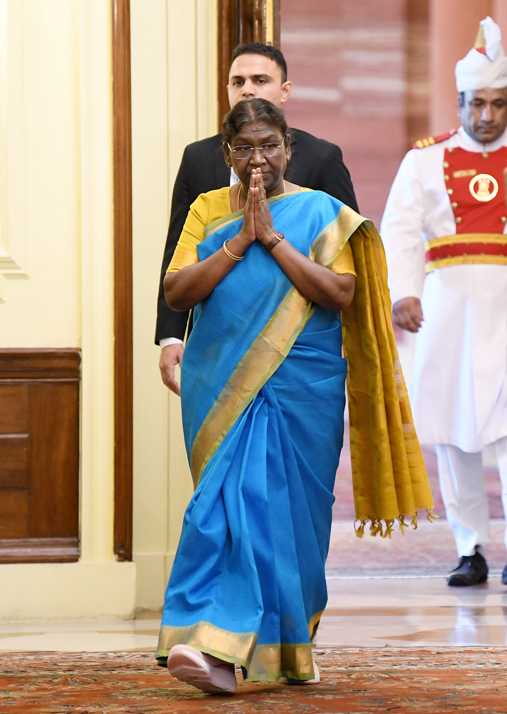 President Droupadi Murmu arrives to administer oath of office to Praveen Kumar Srivastava