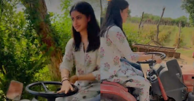 Viral Video: Amitabh Bachchan’s granddaughter Navya Naveli Nanda drives tractor in Gujarat village
