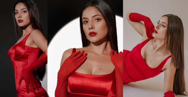Shehnaaz Gill’s Latest Hot Pictures in Red Attire Leaves Fans Awestruck
