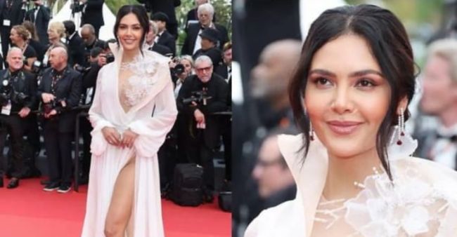 Esha Gupta Dazzles In A Daring Nichola Jebran Gown At Cannes