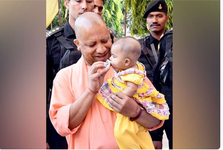 UP CM Adityanath performs ‘annaprashan’ for daughter of sweeper in Gorakhpur