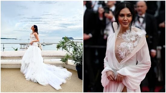In stunning white gowns, Manushi and Esha walked the red carpet at the 76th Cannes Film Festival