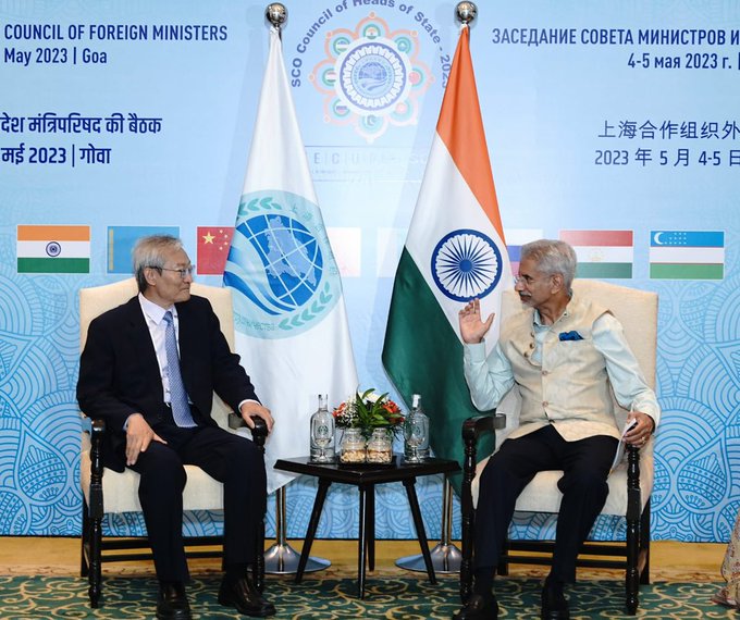 Foreign Ministers’ meeting begins in Goa, EAM Jaishankar meets with SCO Secretary-General Zhang Ming.