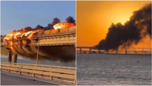 Bridge explodes connecting Ukraine’s mainland to crimea, say Russia-backed officials