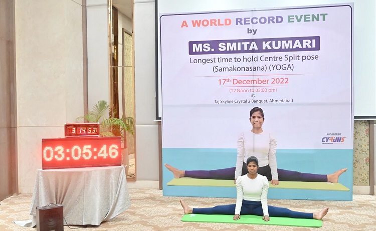 Yoga Instructor at Adani Group sets a new Guinness World Record