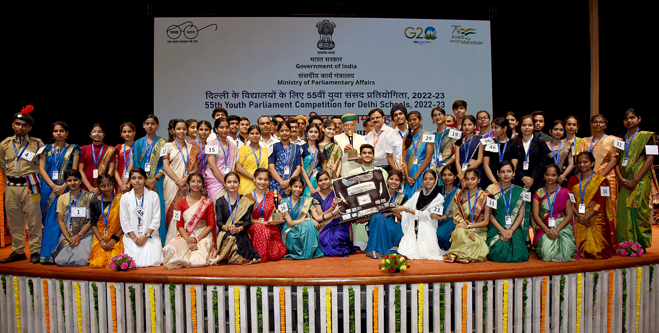 Arjun Ram Meghwal during the prize distribution ceremony of the 55th National Youth Parliament Competition