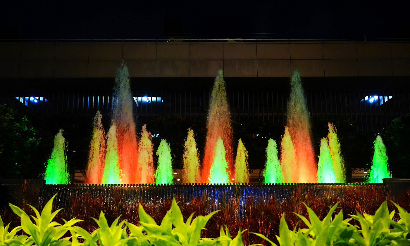 Chhatrapati Shivaji Maharaj International Airport illuminated in tricolor