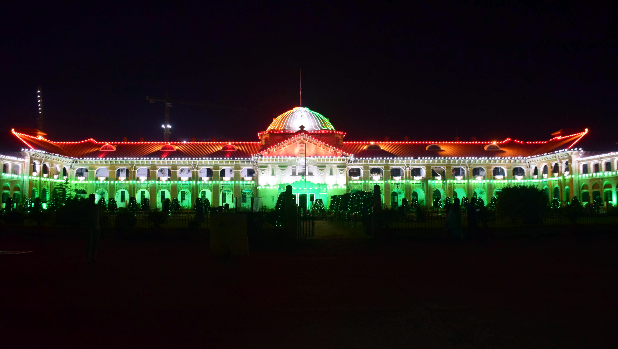 Allahabad High Court illuminates in tri-colour ahead of the 77th Independence Day celebrations