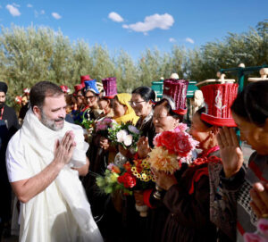 Congress MP Rahul Gandhi engages with Army veterans during his ongoing Ladakh visit