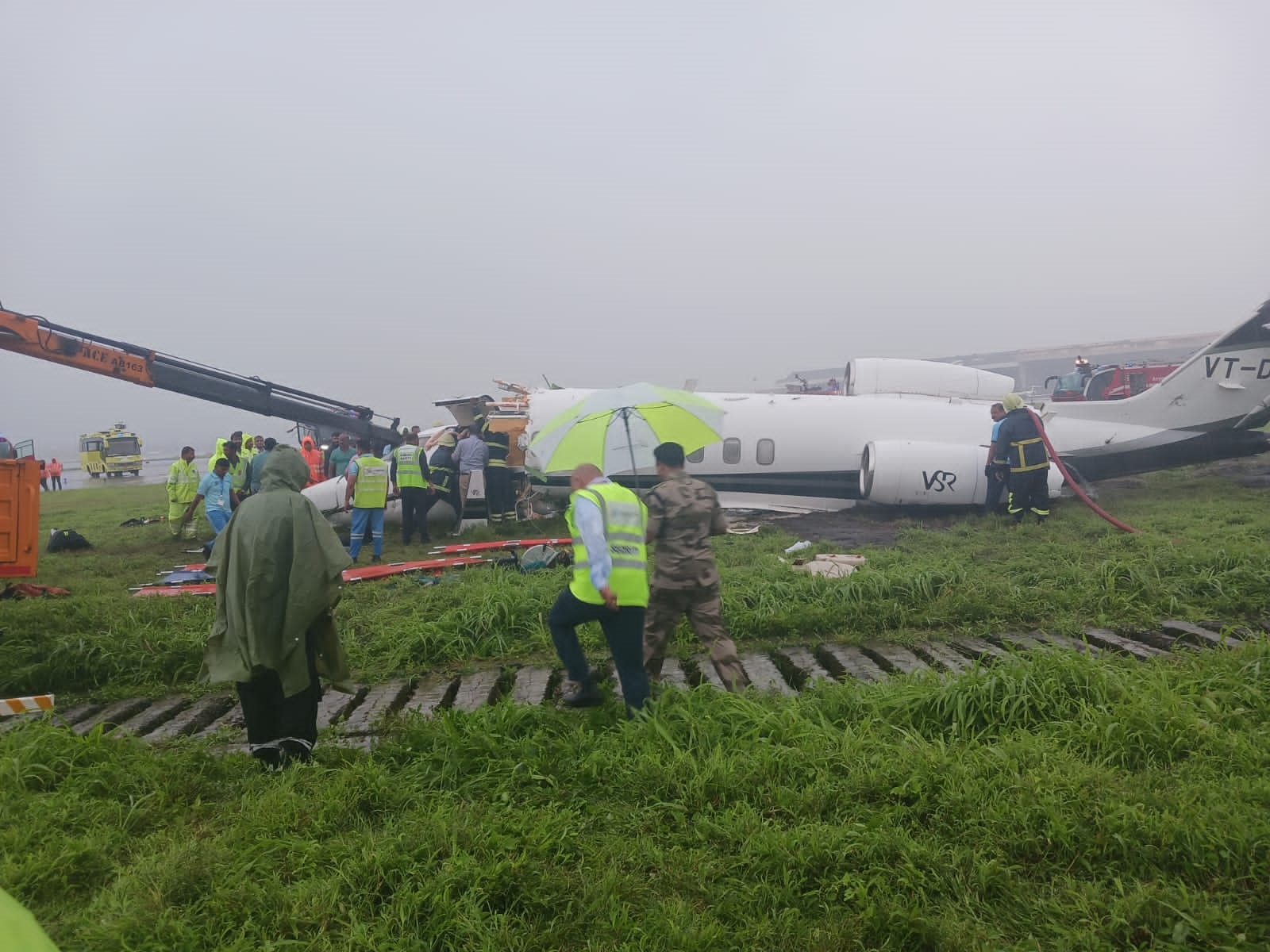 Chartered flight crashes on runway at Mumbai airport