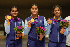 Indian trio shines in 25m pistol shooting, secures gold