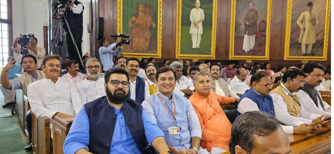 Rajya Sabha member Kartikeya Sharma, along with Surender Nagar, Neeraj Chandrashekhar, Kamlesh Paswan, Rahul Kaswan, Dhananjay Mahadik, and several others, have convened in the old Parliament building on Tuesday