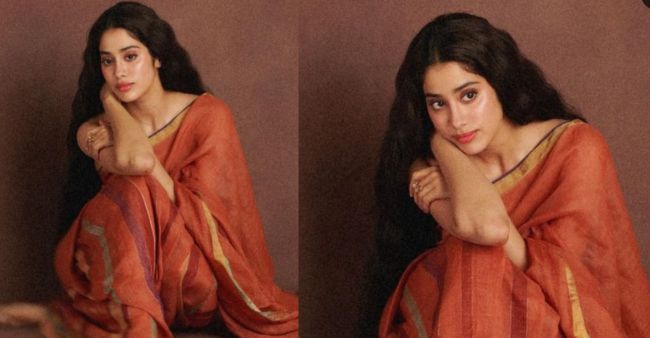 Janhvi Kapoor Impresses With Vintage Look In Red Saree