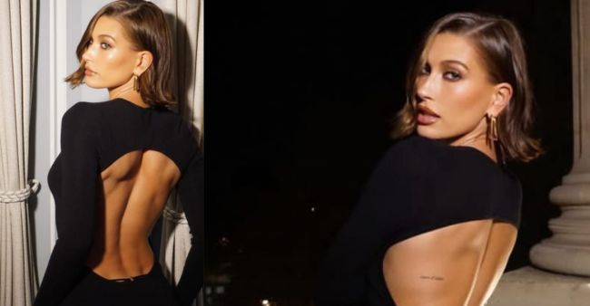 Hailey Bieber Slays In Black Maxi Dress During Paris Fashion Show 