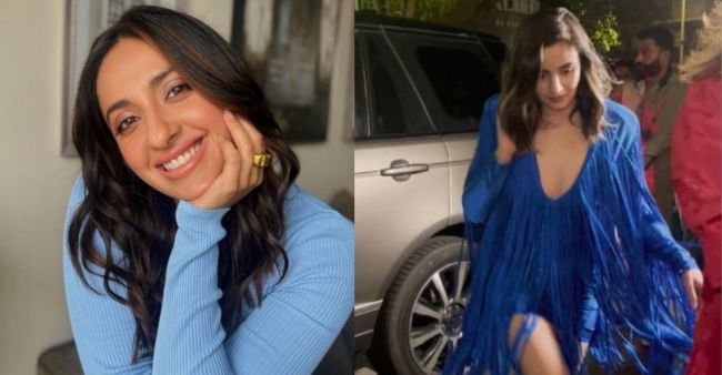 Alia Bhatt Stuns In Blue Outfit At Akansha Ranjan Kapoor’s Birthday Bash 