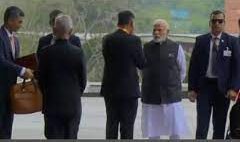 PM Narendra Modi arrives at Pragati Maidan's Bharat Mandapam ...