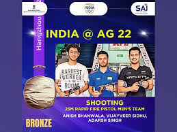 Asian Games: India secures 5th shooting medal, Anish-Vijayveer-Adarsh bag bronze in 25 m rapid fire pistol event