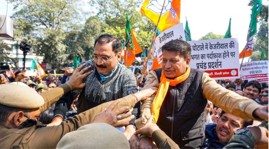 BJP Stages Protest Near AAP Office, Calls For Delhi CM’s Resignation ...