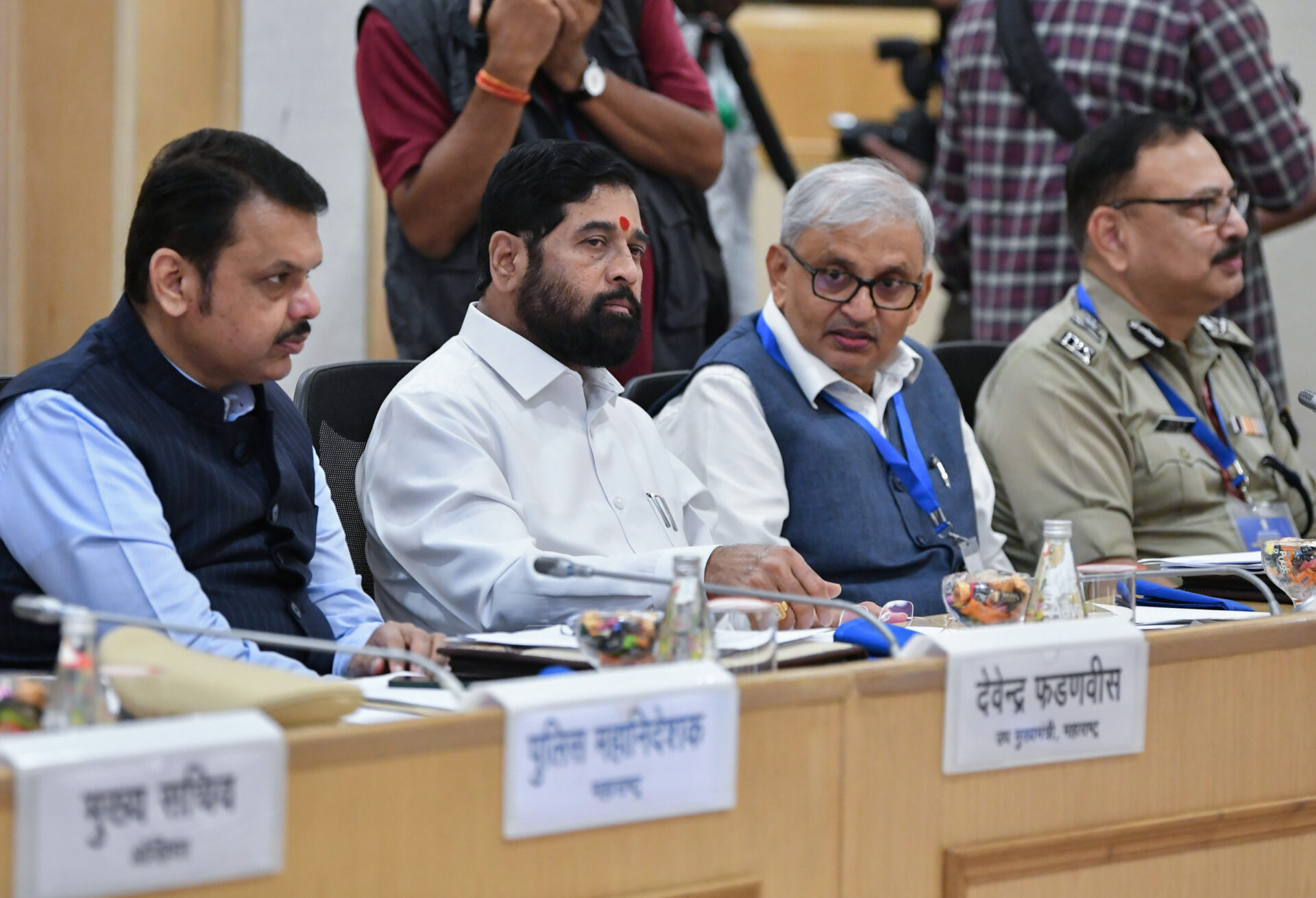 Eknath Shinde, Devendra Fadnavis And Others Attend A Review Meeting ...